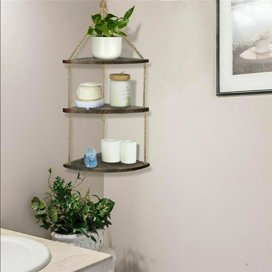 Set 3 Items Wooden Hanging Shelves Rustic Floating Shelf Etsy