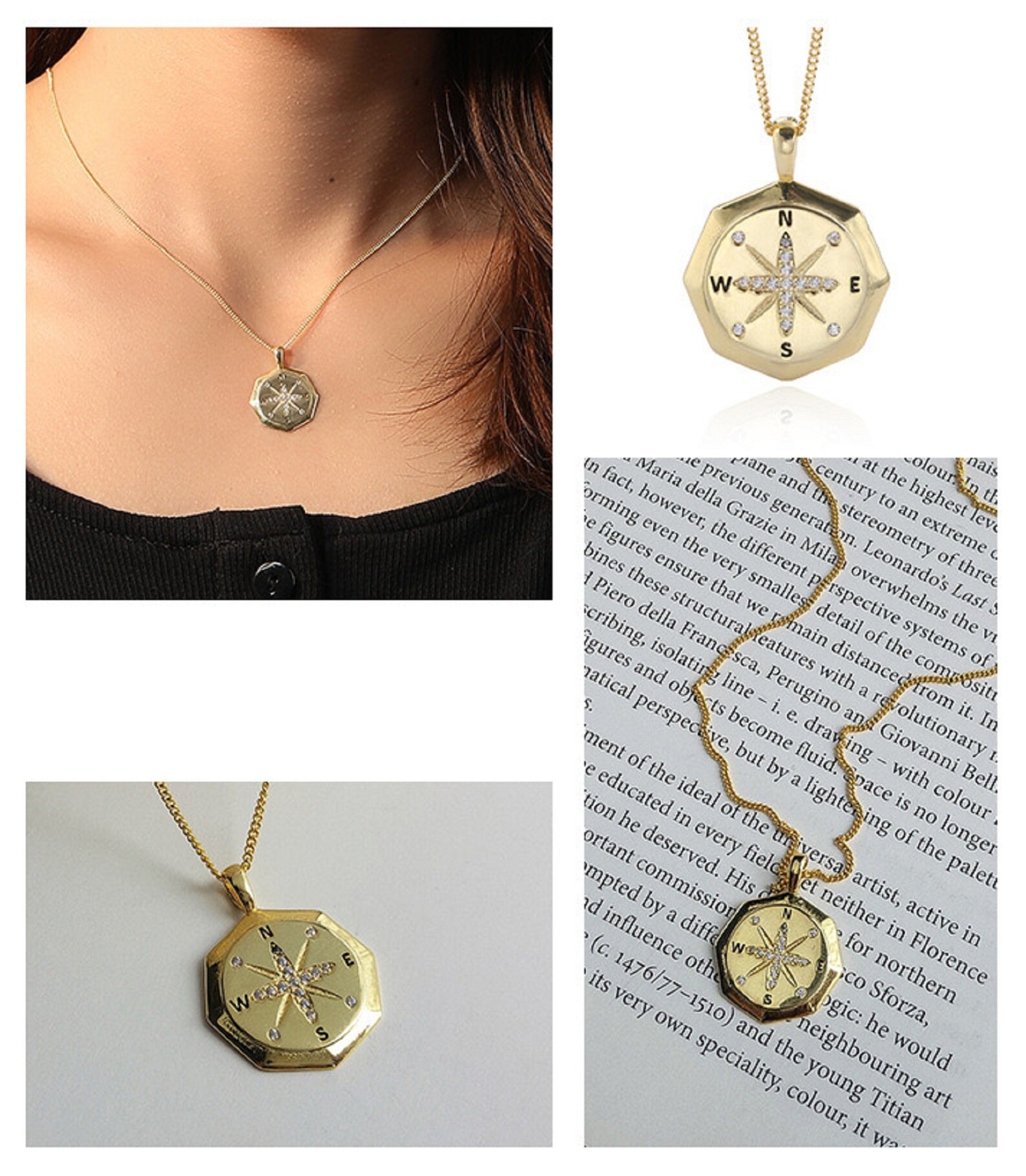 Compass Necklace 925 Silver Compass Necklaces for Women Etsy