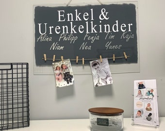 Familienschild Enkelkinder Urenkelkinder Enkelkind Urenkelkind Familiengeschenke Großeltern Geschenke Fotogeschenke personalisiert