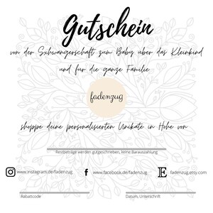 Voucher do sklepu Fadenzug personalizowane artykuły dziecięce artykuły dziecięce artykuły rodzinne maluch dziecko dziecko rodzina