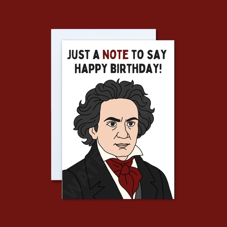 Tarjeta de Ludwig van Beethoven / Tarjeta de cumpleaños divertida para fanáticos de la música clásica / nerd imagen 1
