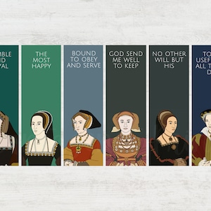 Six Wives of Henry VIII Bookmark Set | Gift for Tudor History Fan/Nerd/Buff