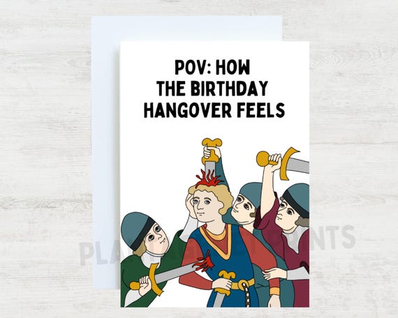 Medieval-Themed Funny Birthday Card Women Men – 'With Goblet Aloft, I Bid Thee Mirth And Merriment' – Gifts For History Buffs, Beer Lovers, Dad, Uncle, Grandpa, Professor - Comes With Stickers