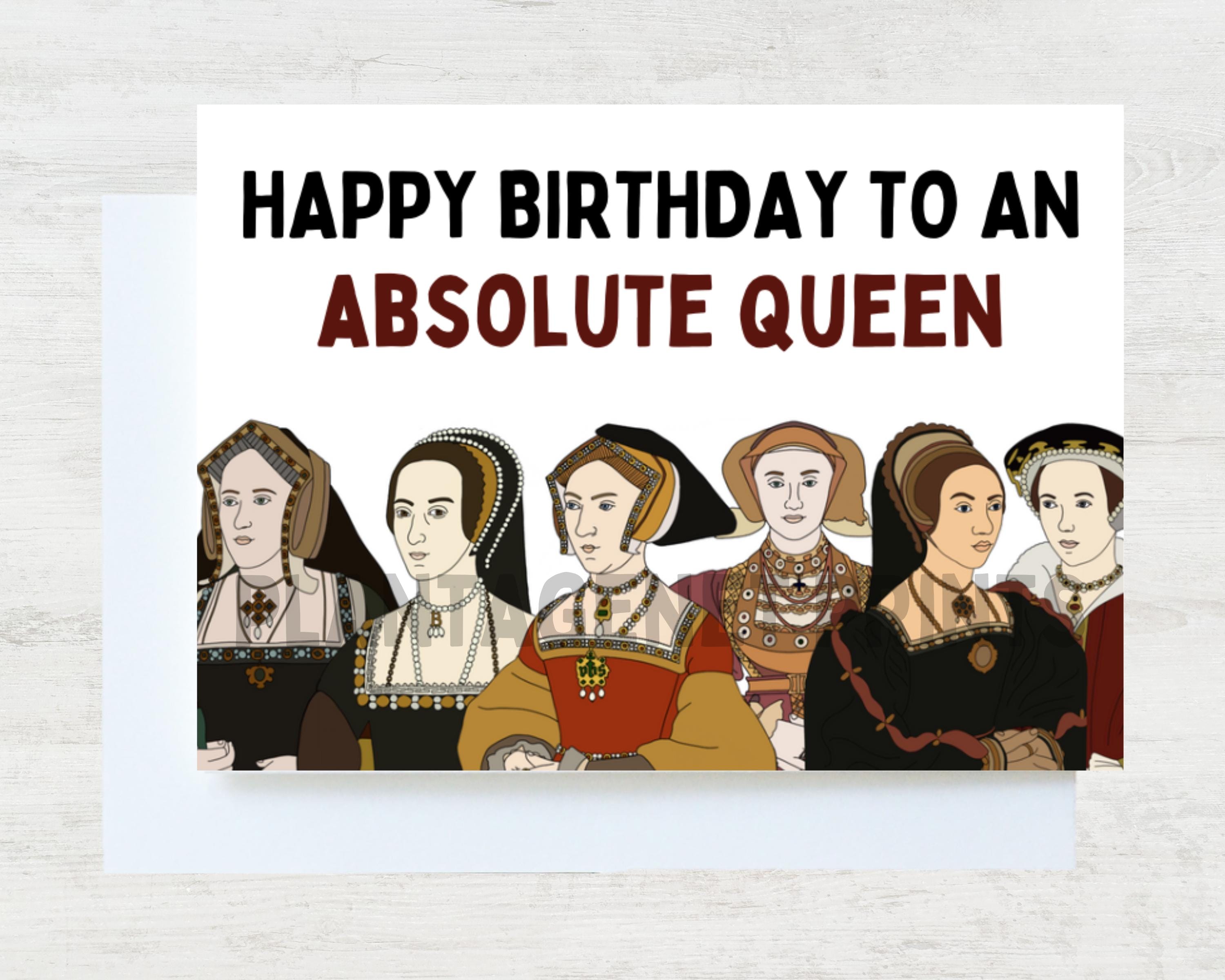 Six Wives of Henry VIII Greeting/Birthday Card | Gift for Tudor History Fan/Nerd/Buff/Teacher