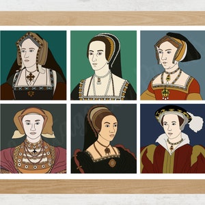 Six Wives of Henry VIII Collage Print | Gift for Tudor History Fan/Nerd/Teacher
