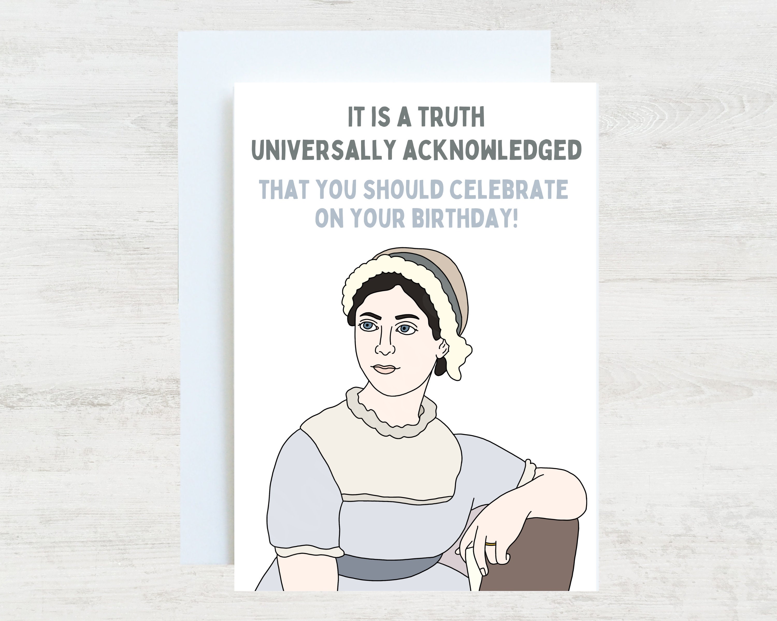 Jane Austen Card Funny Birthday Card for Pride & Prejudice Etsy UK