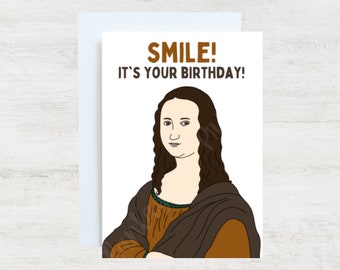 Mona Lisa Card | Funny Greetings Birthday Card for History Literature Fan