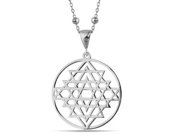 Sacred Geometry Necklace 925 Sterling Silver Sri Yantra Necklace Necklace,Sri Yantra Silver Pendant