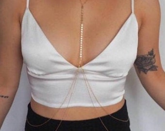 14K Gold Filled Body Chain, Body Jewelry, Body Chain, Layered Body Chain Bralette, Bikini Body Chain, Festival Chain, Minimalist Body Chain