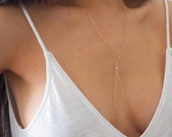 Body Jewelry, 14K Gold Body Chain, Chain Bralette,Gold Body Necklace, Body Chain,Layered Body Bralette,Bikini Body Jewelry,Dainty Body Chain