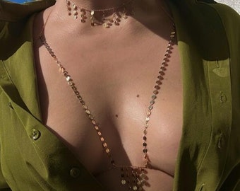 Body Bralette, Body Jewelry, Body Chain, Layered Body Chain Bralette, Bikini Body Jewelry, Body Chain, Body Necklace, Festival Body Chain,
