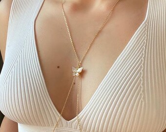 Body Jewelry,Body Jewelry with Butterfly, Body Chain,Layered Body Chain Bralette,Bikini Body Jewelry