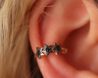 925 Sterling Silver Star Ear Cuff, Star Cartilage Earrings,Rose Gold Star Ear Cuff,Silver Earcuff, Non Pierced Ear Cuff