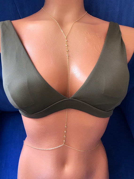 Waco Bralette, Sterling Silver Bra, Gold Body Chain,sexy Waist