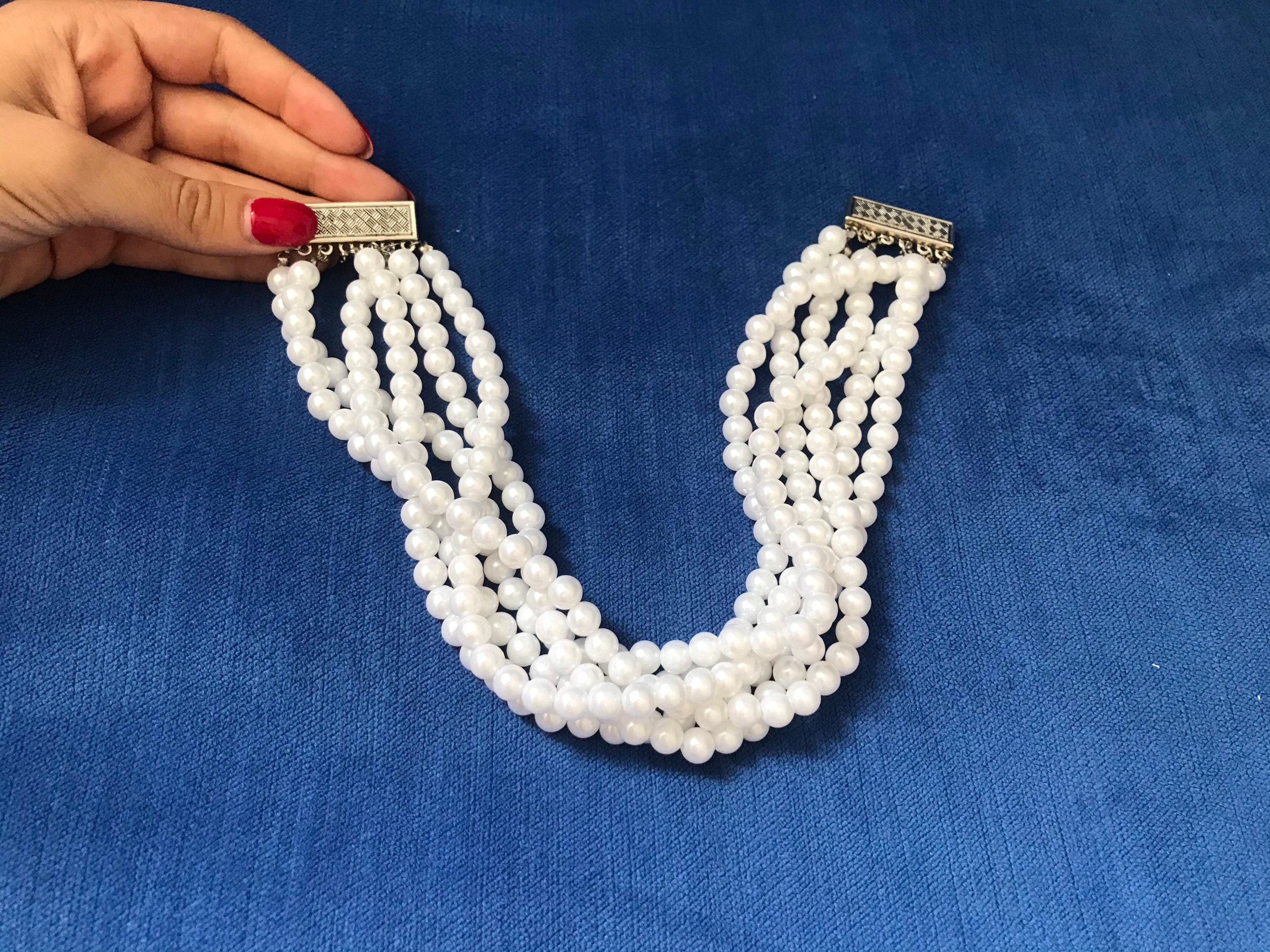 Ladies Layered Pearl Choker Pearl Necklacemulti Stand Etsy