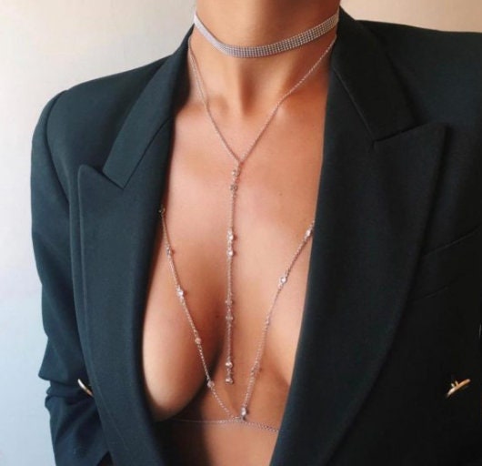 Bohemian Rhinestone Bra Body Chain Necklace Sexy Beads Crystal