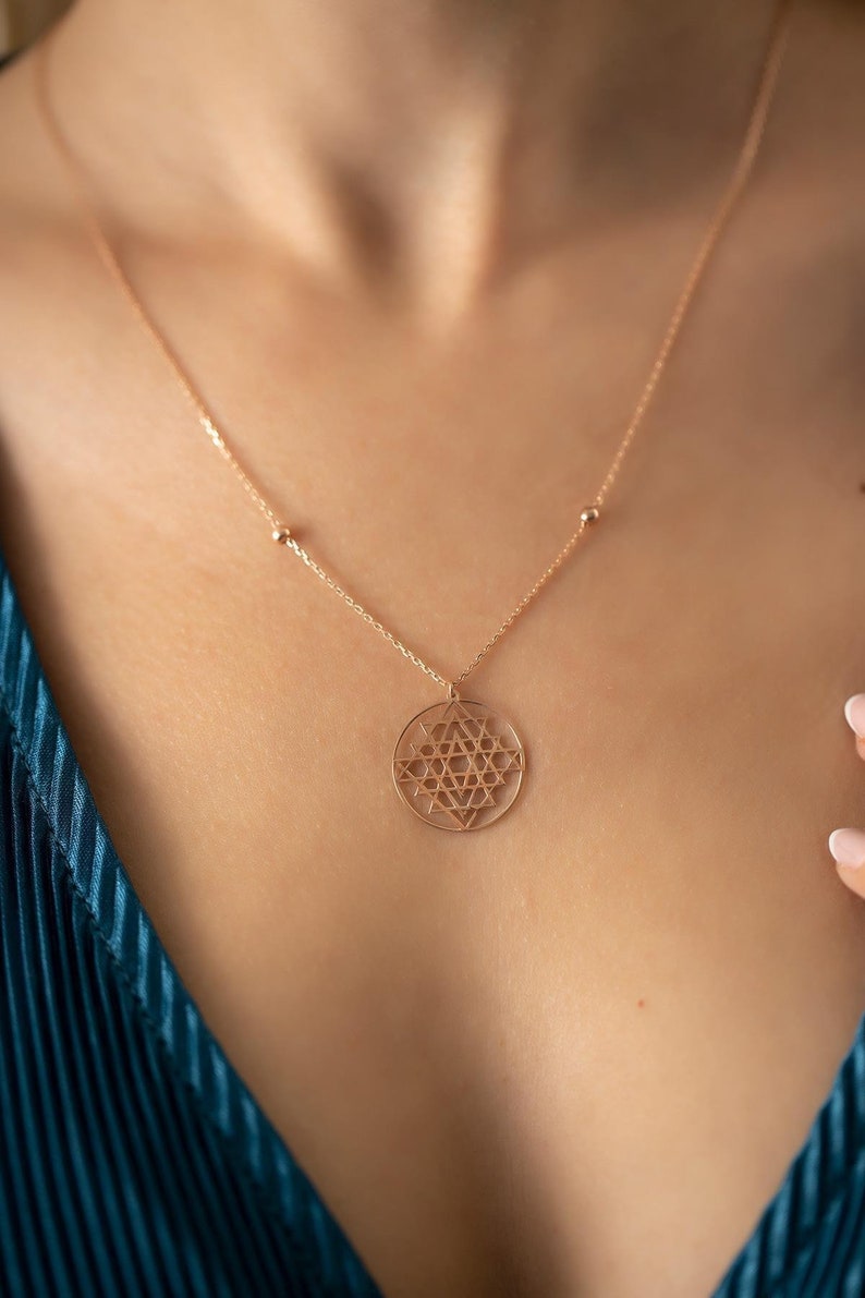 Sacred Geometry Necklace 925 Sterling Silver Sri Yantra Necklace Necklace,Sri Yantra Silver Pendant