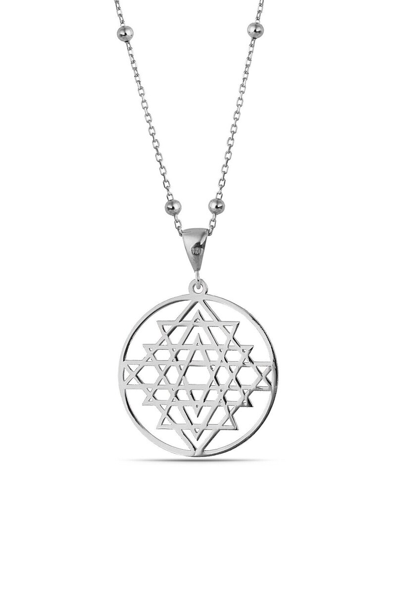 925 Sterling Silver Sri Yantra Necklace Necklacesri Yantra Etsy