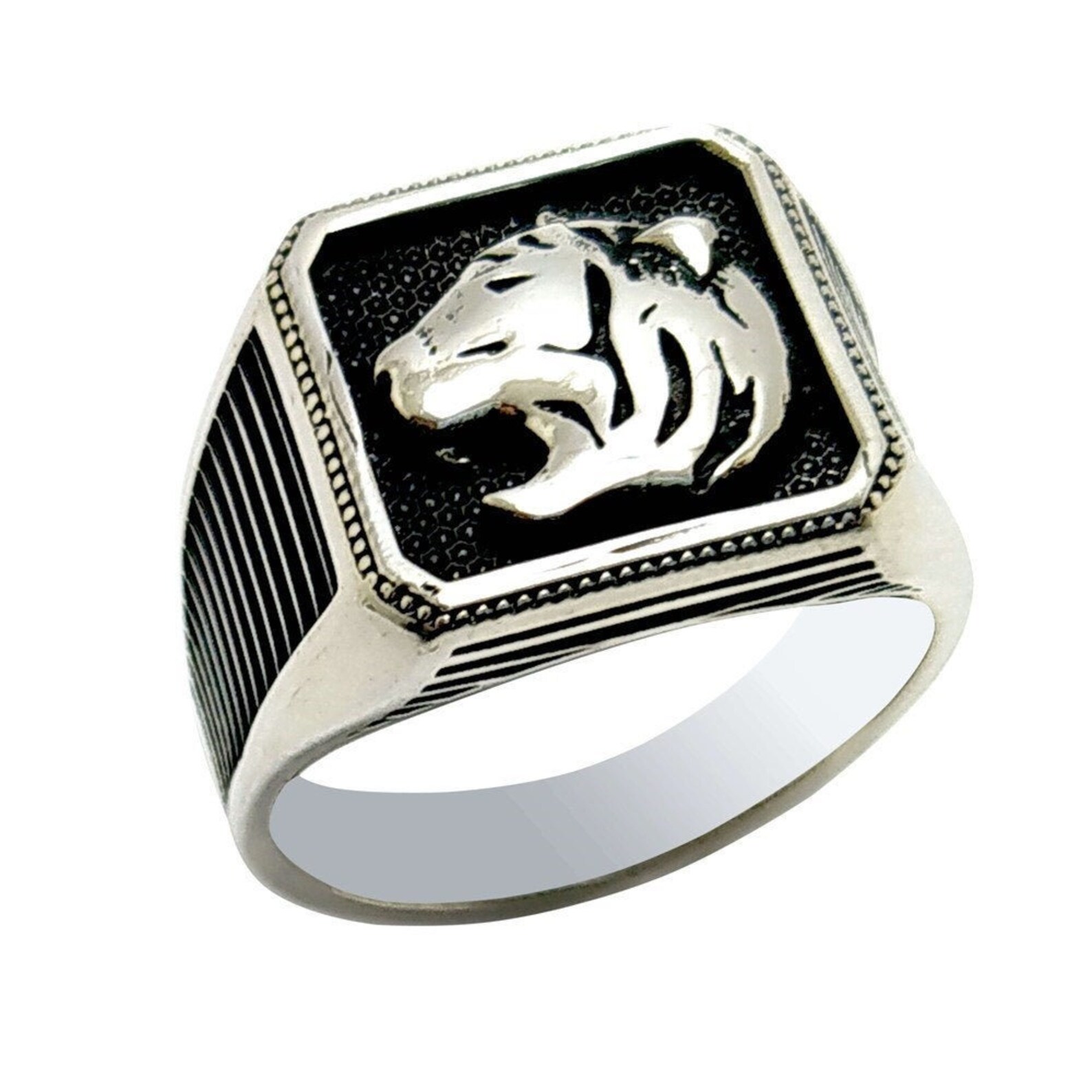 печатка тигр. перстень мужской тигр. перстень тигр. адамас кольцо с тигром. печатка 95010168 серебро тигр.