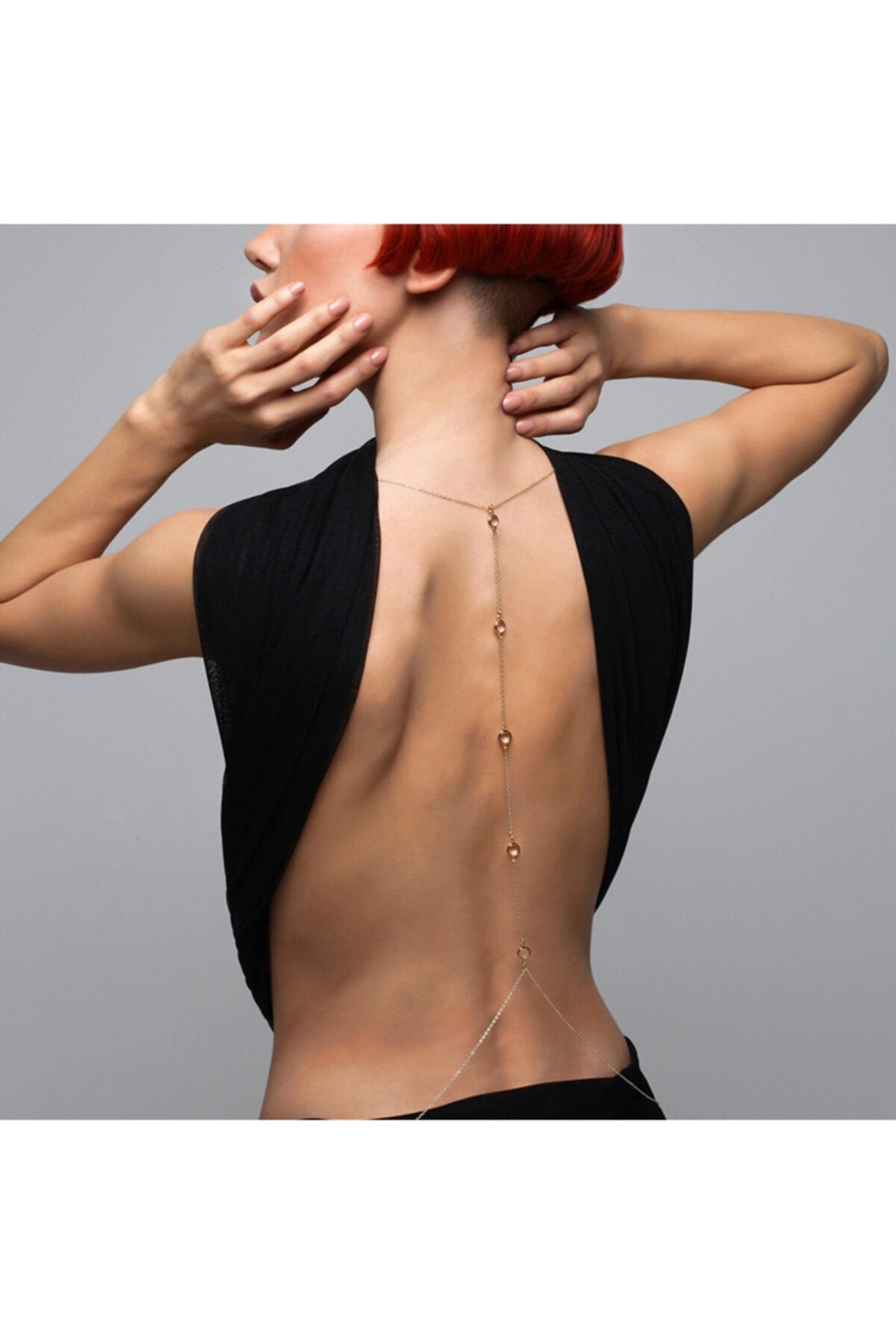 24K Gold Plated Body Jewelryback Chainbody Jewelrybody Etsy