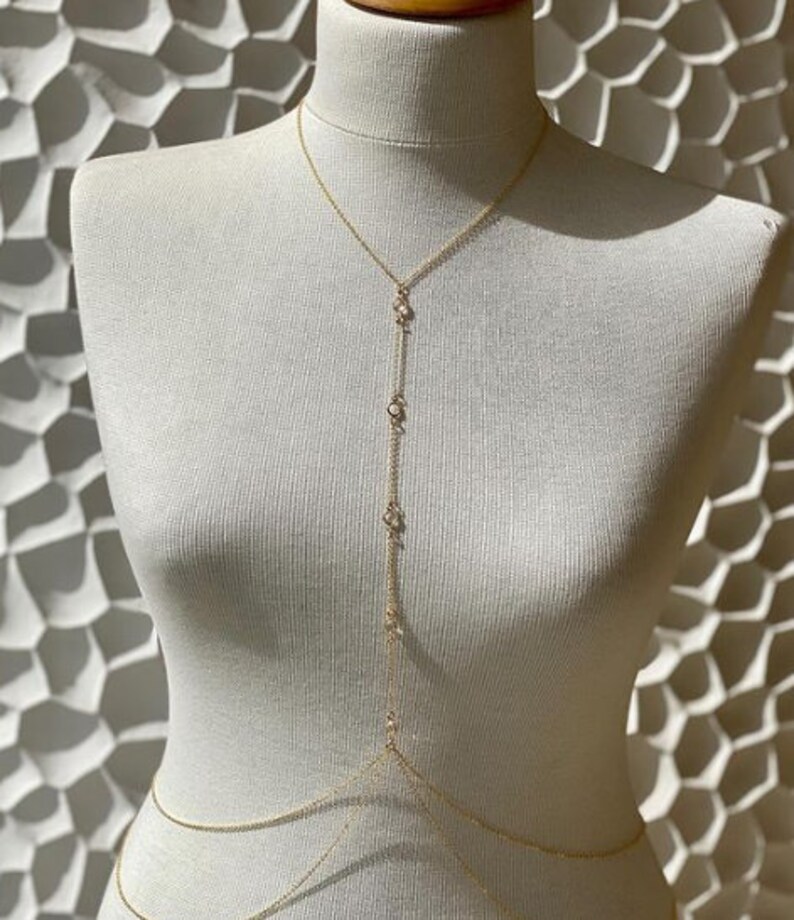Body Jewelry14k Gold Body Chainchain Bralettegold Body Etsy