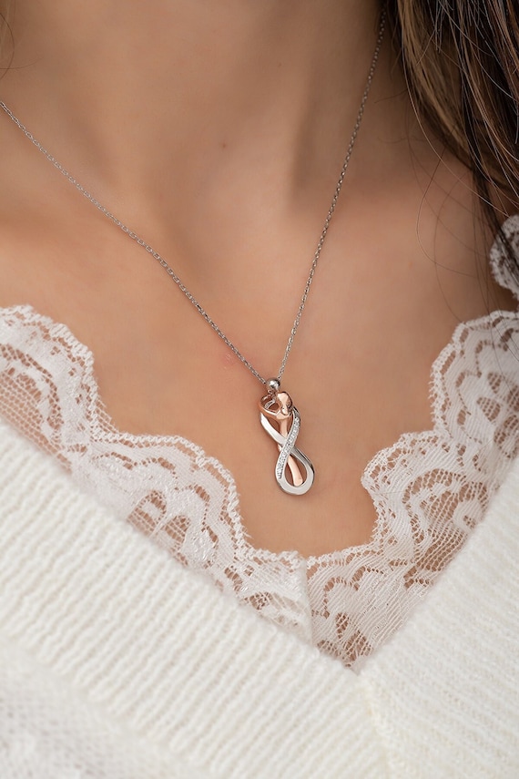 925 Argento sterling Infinity Hugging Coppia Colana, Coppia