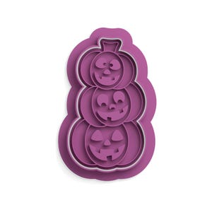 Wykrawacz do ciastek Pumpkin Stack Trio i stempel STL, licencja komercyjna, stempel do ciastek na Halloween, plik do druku 3D