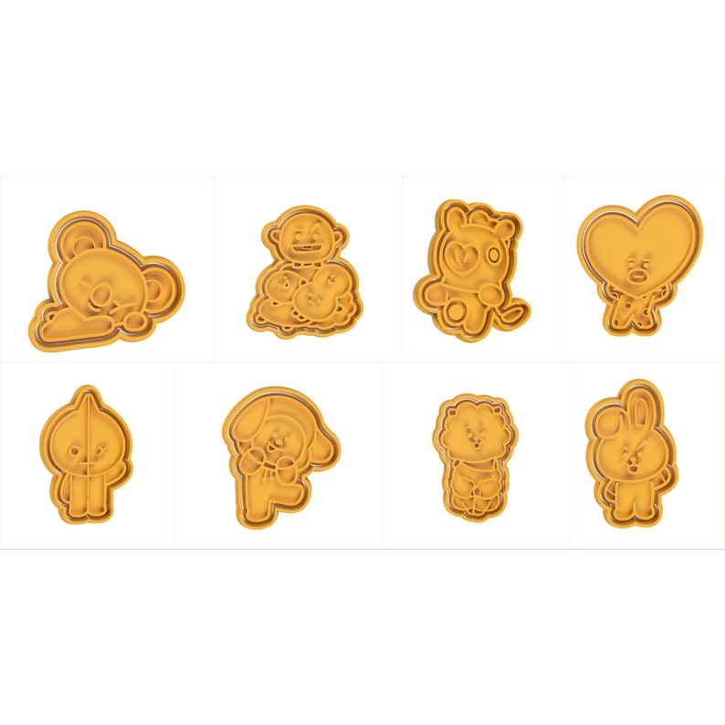 BT21 Cookie Cutter Set of 8 STL Digital File Download Pour - Etsy France