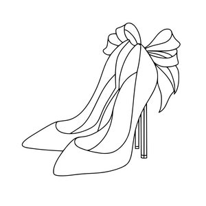 May include: A pair of black high-heeled shoes with a large bow on the top.