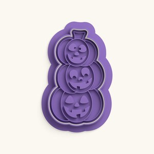 Pumpkin Stack Trio Cookie Cutter and Stamp STL, Commercial License, Halloween Cookie Stamp, 3D Print File