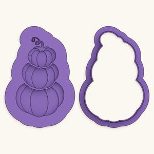 Stacked Pumpkins Trio Cookie Debosser and Cutter STL, Commercial License, Halloween Cookie Embosser, 3D Print File
