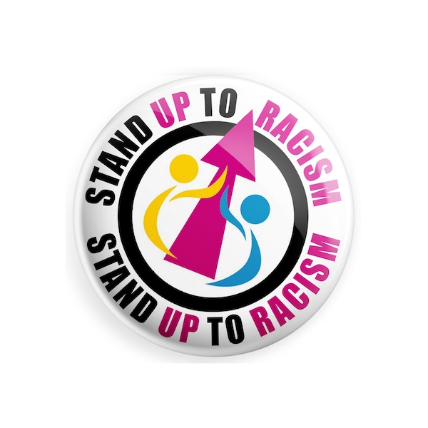 Stand Up To Racism - Anti-Racist Action - Brand New Small Novelty Retro Pin Badge.