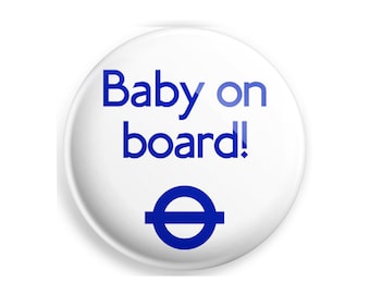 Baby on Board 38mm Brand New Button Pin Badge - Small Novelty Retro Pin Badge.