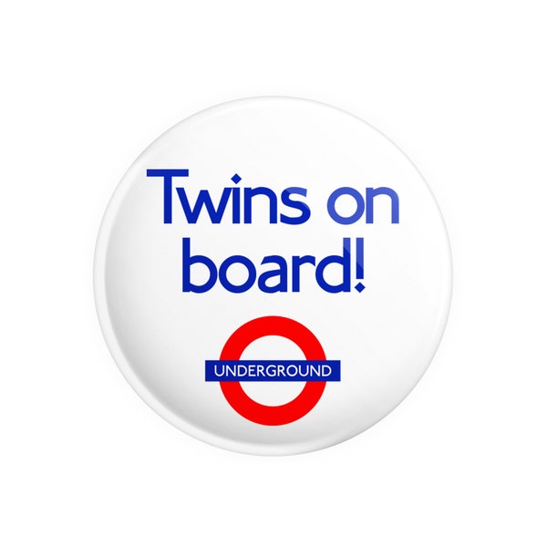 Twins on Board 38mm Brand New  Button Pin Badge - Small Novelty Retro Pin Badge.