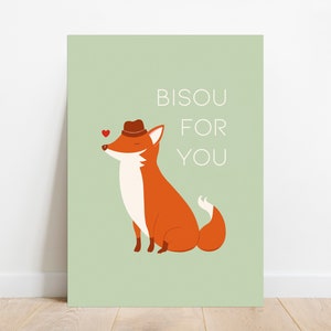 Bisou para ti - Beso para ti - tarjeta con zorro para cada ocasión