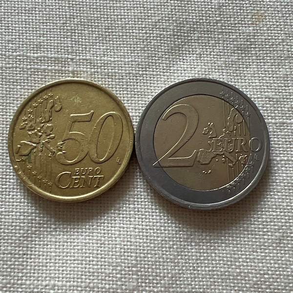 2002 -50 Euro Cent , 2000- Two Euro