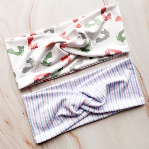 Twist Fabric Headband: Nurse, Labor & Delivery, Baby Feet Print