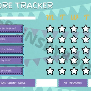 Chore Tracking Chart - Keep track of your child&#39;s chores and rewards!