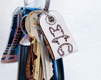 Custom Dog Ear Leather Keychain: Minimalist Pet Memorial Gift
