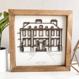 Building Line Art | Wedding Venue Line Art | Custom Wedding Gift Custom Building Art Anniversary Gift Gift for Newlyweds