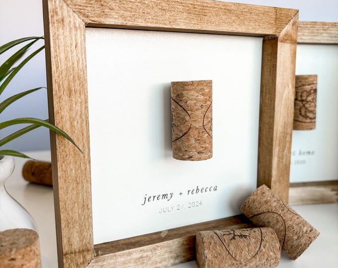 Personalized Wine Cork Keepsake Frame | Wedding, Anniversary Gift