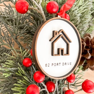 House Address Ornament Housewarming Gift New Home Gift Ornament Custom First Home New Address Simple Minimalist Gift for new homeowners image 7