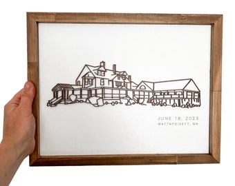 Wedding Venue Line Drawing | Custom Wedding Gift Wedding Venue Unique Wedding Anniversary Gift | Gift for Newlyweds