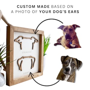 Dog Ear Framed Art Custom Dog Art, Celebrate a New Puppy or Cherished Dog, Makes a Great Pet Memorial Gift for Dog Lover Dog Ear Outline image 3