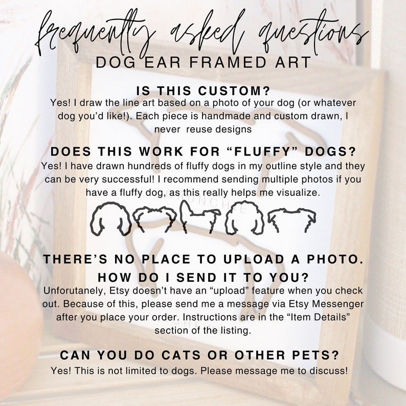 Dog Ear Framed Art Custom Dog Art, Celebrate a New Puppy or Cherished Dog, Makes a Great Pet Memorial Gift for Dog Lover Dog Ear Outline image 4