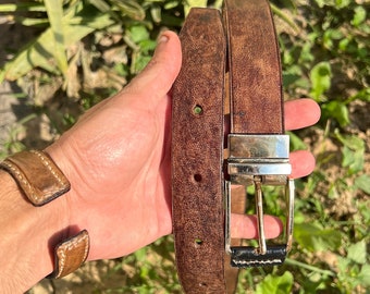 Brown Leather belt, full grain camel leather