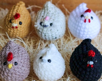 Mini gehaakt kippenspeelgoed | Handgemaakte acrylgaren kip