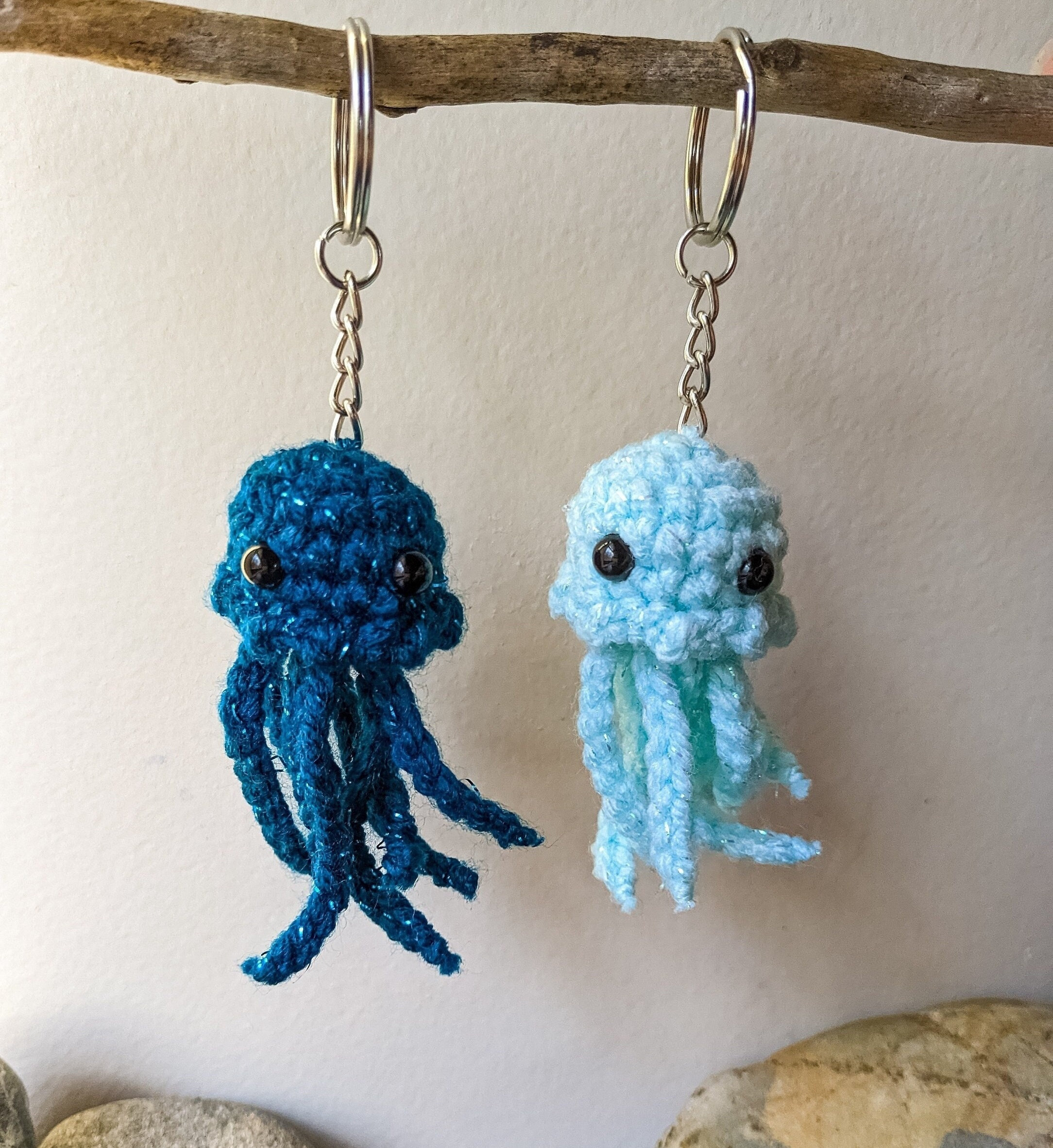 Crochet Jellyfish Keychain | Mini Stuffed Jellyfish | Couples Keychains