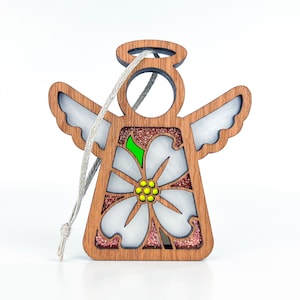 White Dogwood Flower Suncatcher for Windows, NC State Flower North Carolina Gifts for Women, Angel Shelf Sitter, Cottagecore Ornament Wood