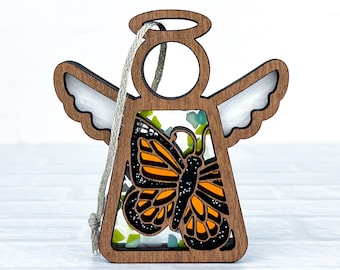 Orange Monarch Butterfly Suncatcher, Window Hanging Butterfly Art for Nursery, Butterfly Gifts for Women, Memorial Gift for Loss of Mother